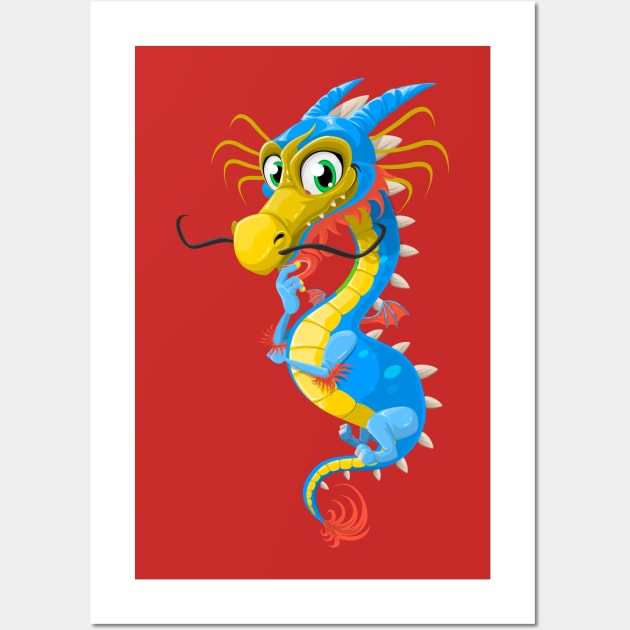 Dragon Cartoon Blue Wall Art by Mako Design 